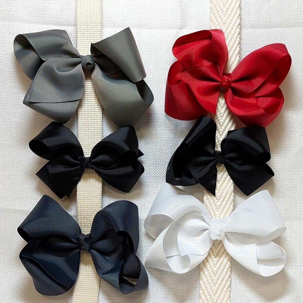 Hair Bows Grosgrain Ribbon Set of 6